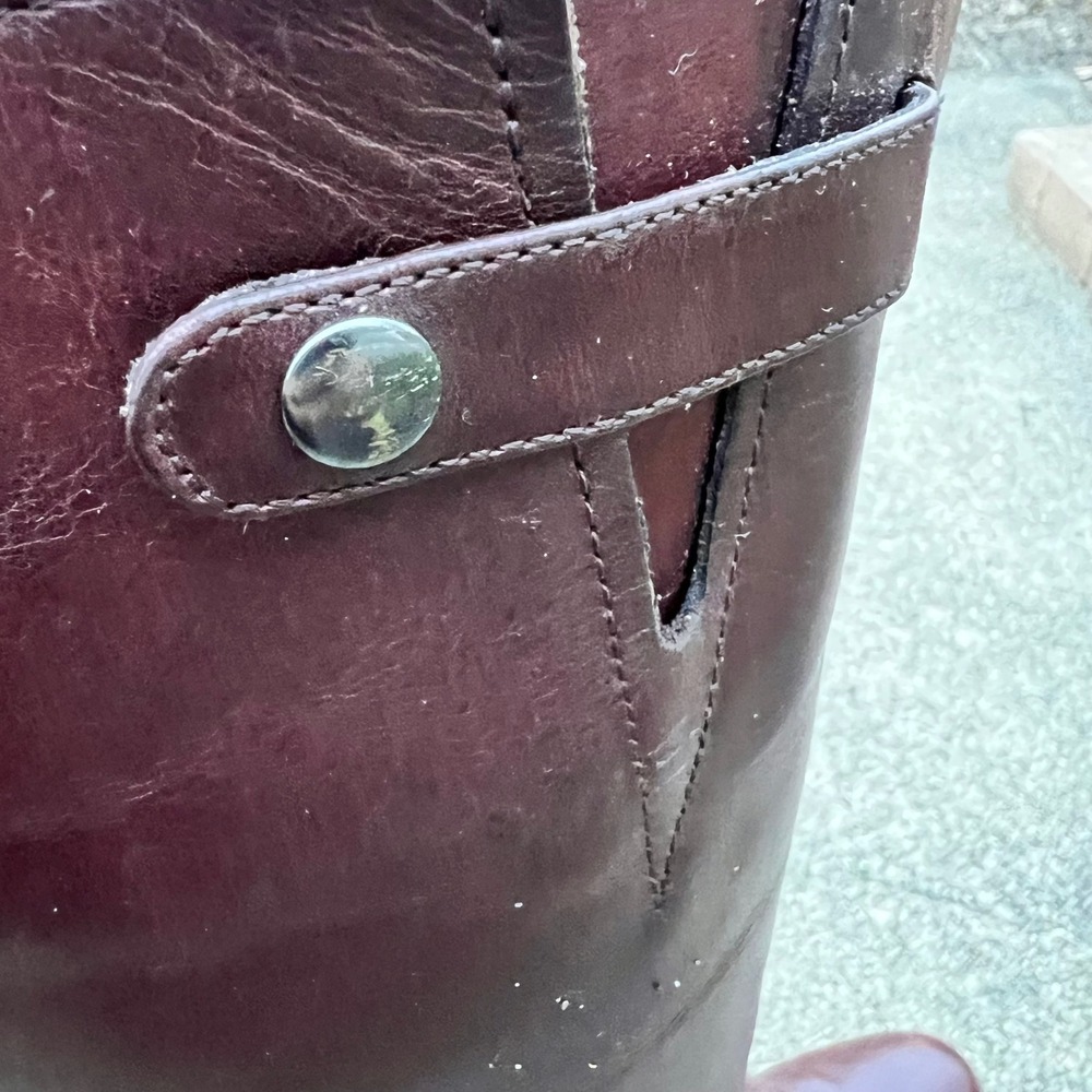 Brown Leather Tall Riding Boots Equestrian Style Size 7.5 Buckle Chain Old Money - Picture 10 of 17